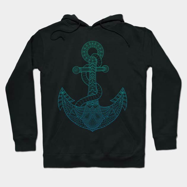 Anchor - Sea Blue Ombre Hoodie by theMeticulousWhim